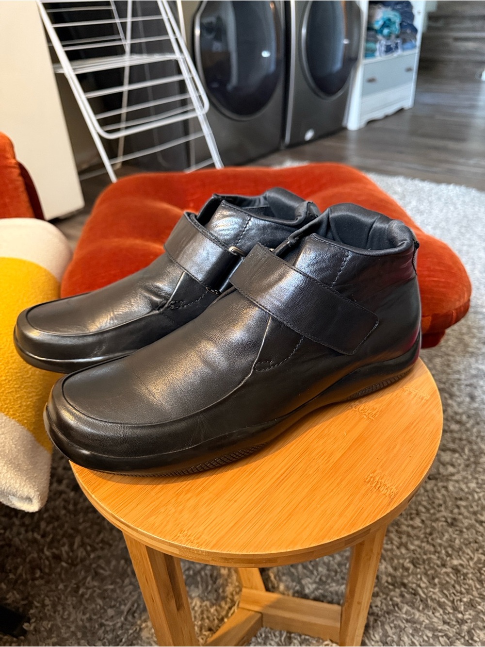 Prada Black Leather Velcro Chukka Boots